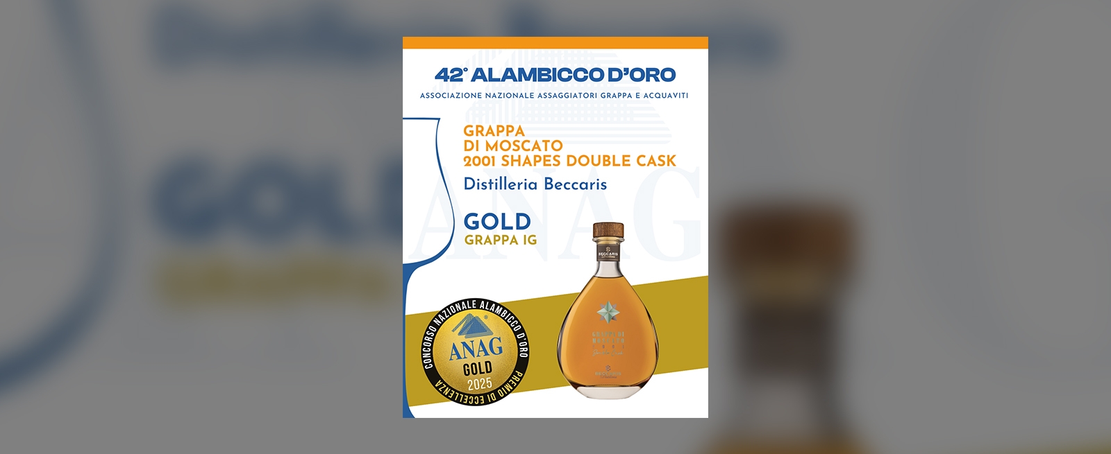 Premio 42° Alambicco d'Oro - Grappa di Moscato 2001 Shapes Double Cask