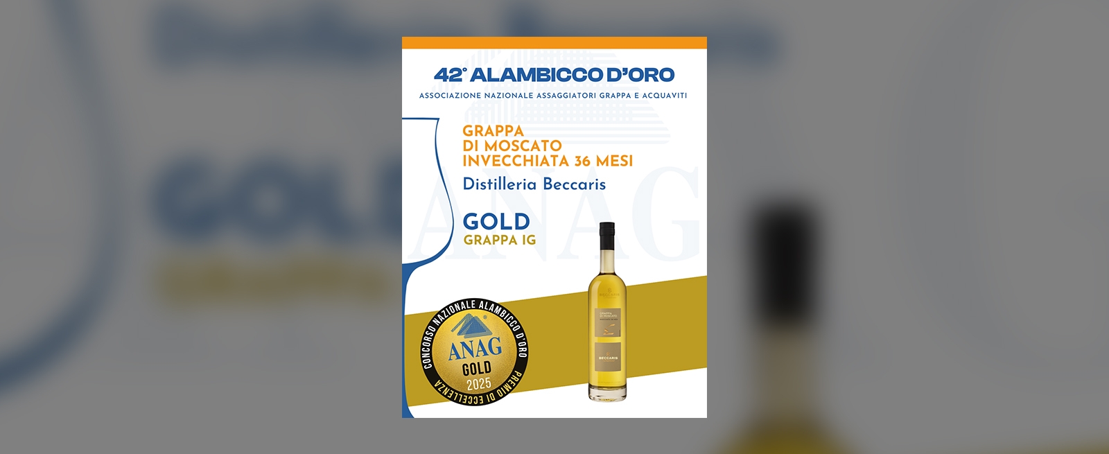 Premio 42° Alambicco d'Oro - Grappa di Moscato invecchiata 36 mesi